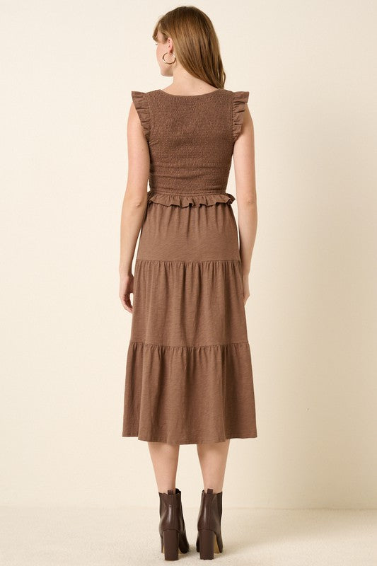 Mittoshop Smocked Ruffled Tiered Midi Dress - felvior