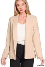 Zenana Woven Long Sleeve Blazer With Lining