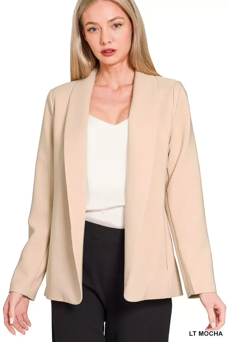 Zenana Woven Long Sleeve Blazer With Lining Hauptbild