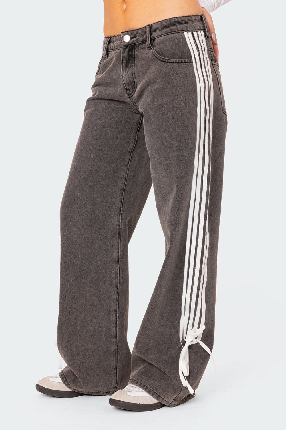 Side Striped Loose Fit Jeans - felvior