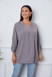 Notched Roll-Tab Sleeve Blouse - felvior