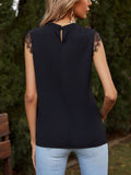 Lace Detail Ruched Round Neck Tank - felvior