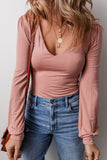 V-Neck Long Sleeve Bodysuit - felvior