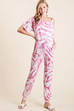 BiBi Zebra Print French Terry Top and Pants Set