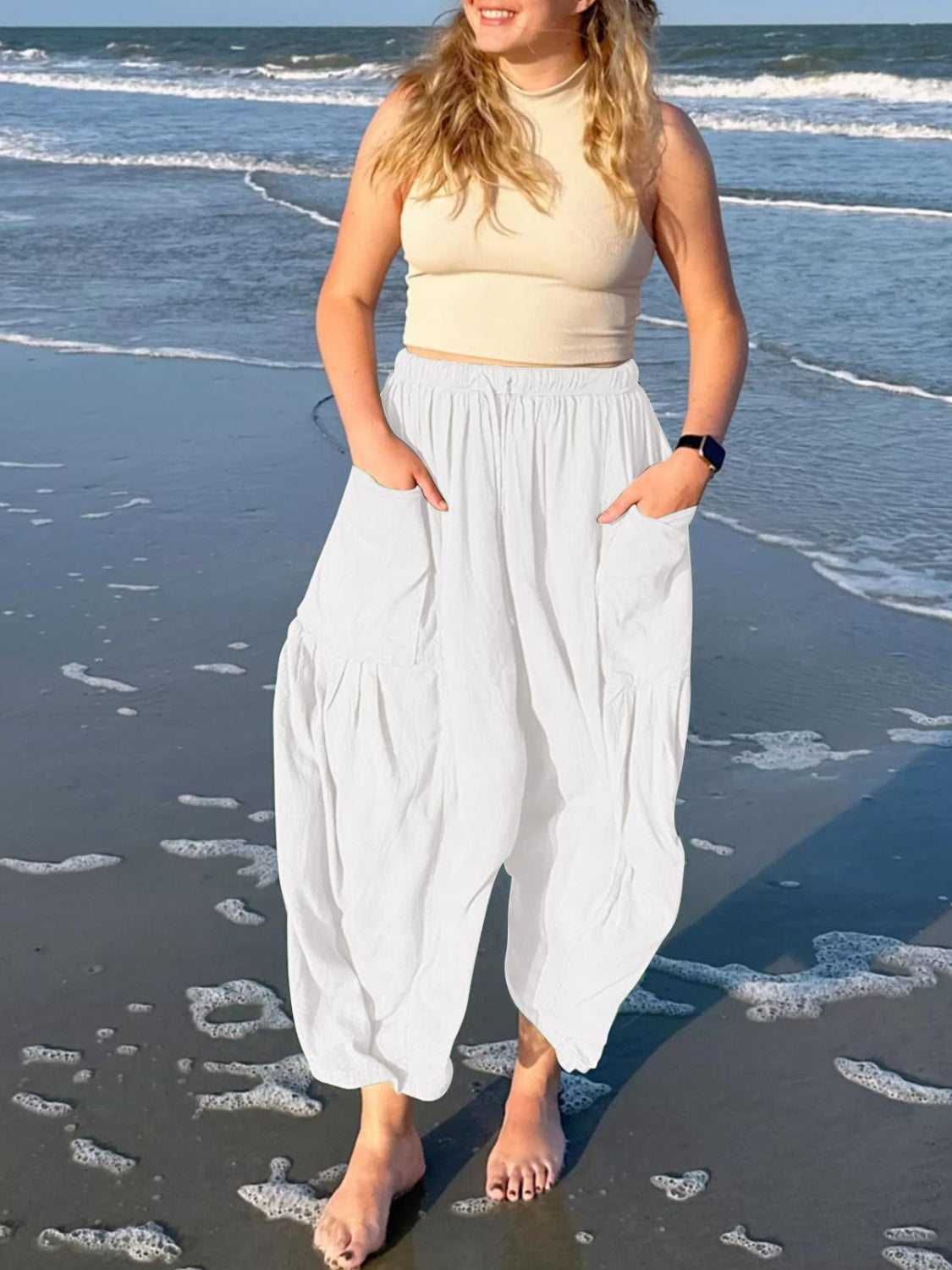 Full Size Drawstring Pants with Pockets Plus Size