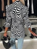 Animal Print Long Sleeve Blazer - felvior