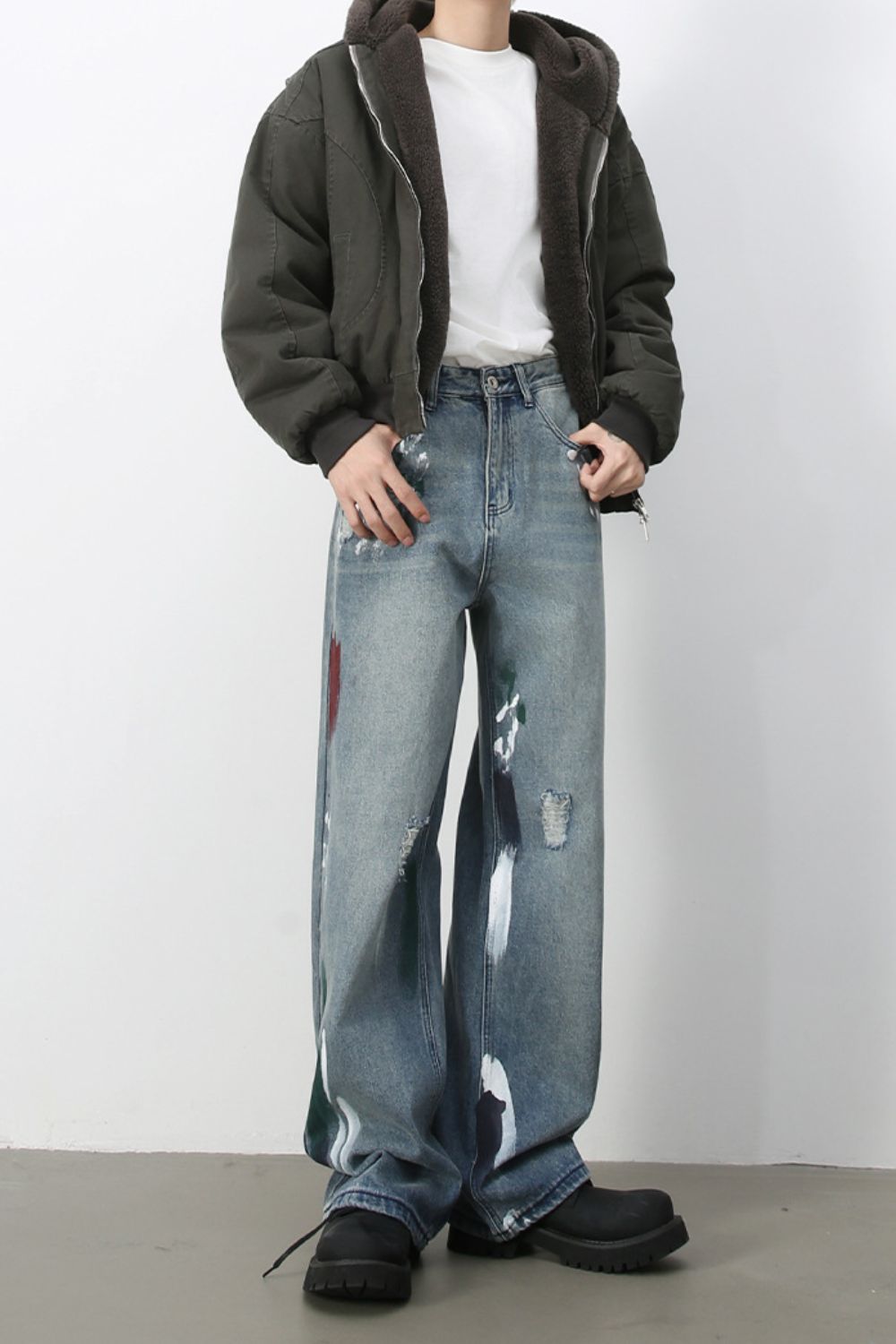 Men's Paint Wide Leg Jeans Zweitbild