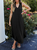 Full Size V-Neck Midi Tank Dress - felvior