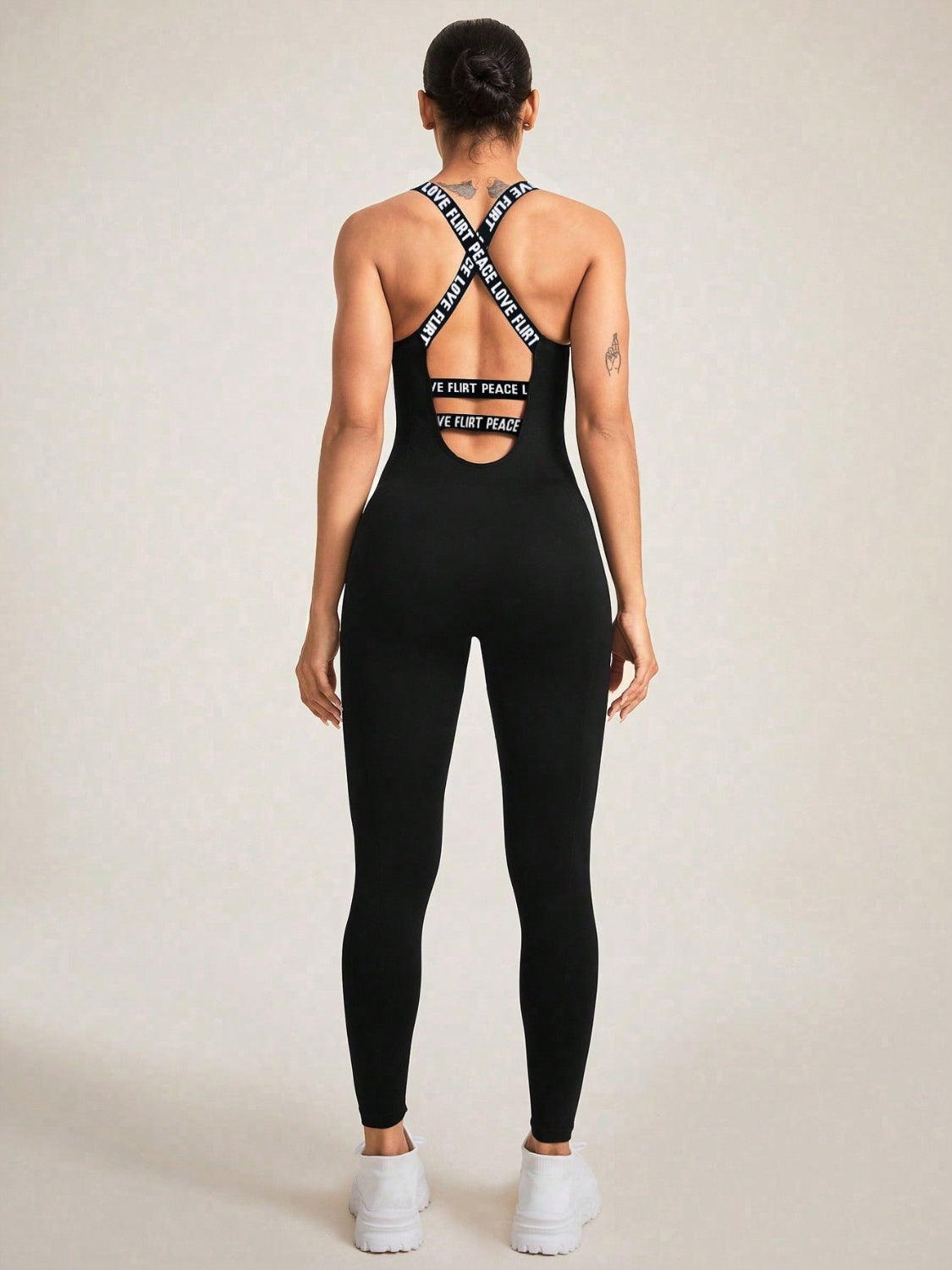 Crisscross Back Sleeveless Active Jumpsuit - felvior