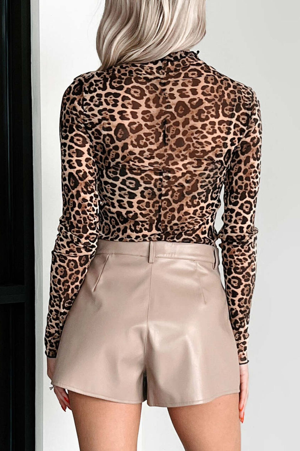Lovelet Leopard Mock Neck Long Sleeve T-Shirt