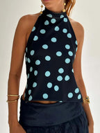 Backless Printed Halter Neck Tank