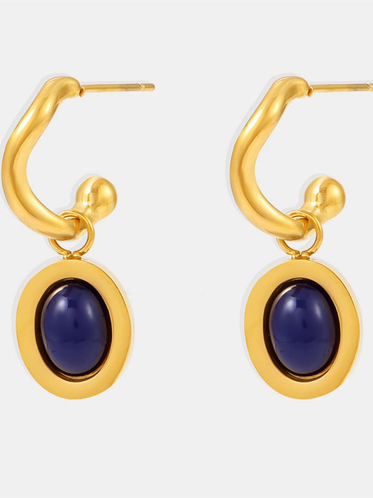Stainless Steel Oval Drop Earrings - felvior