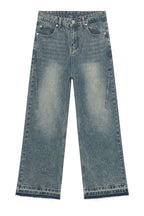 Men's Frayed Hem Jeans with Pockets