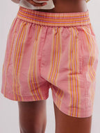 Striped Elastic Waist Shorts