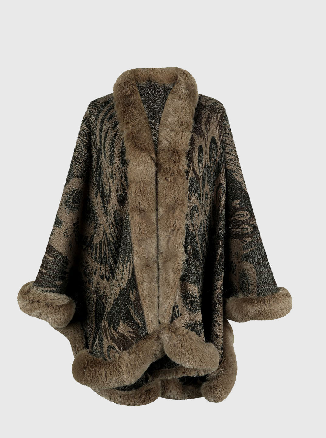 Printed Open Front Poncho - felvior
