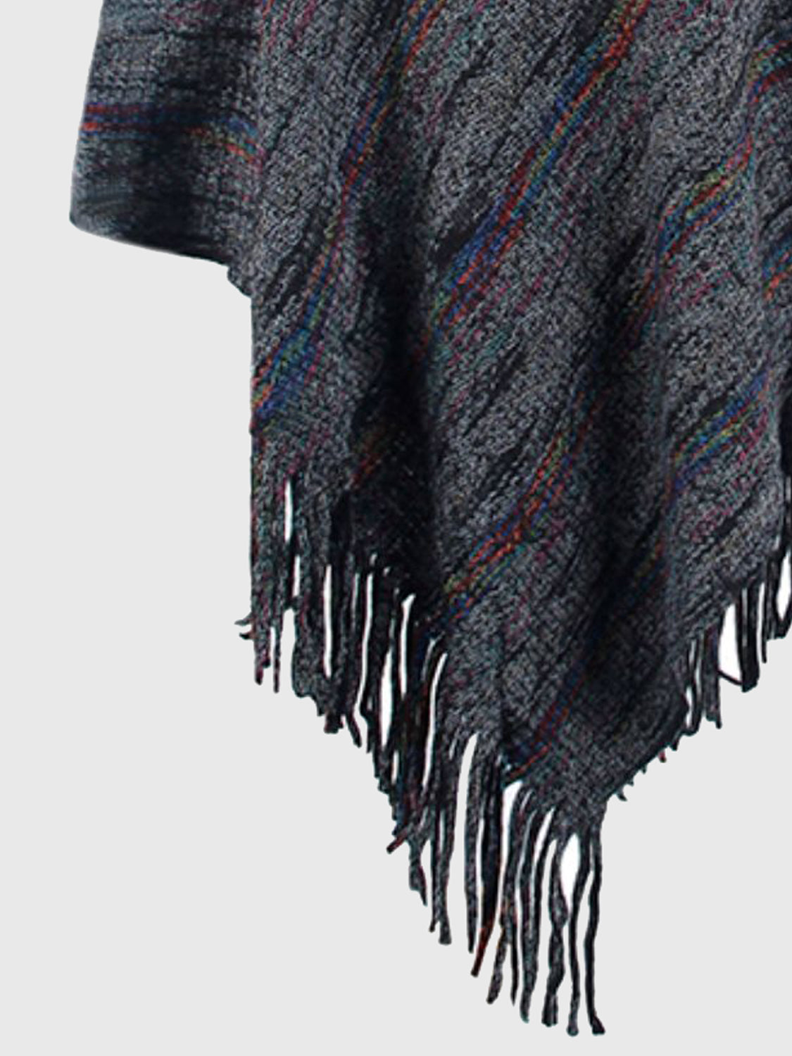 Fringe Hem Hooded Poncho - felvior