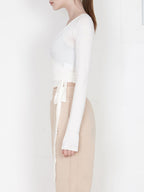 Tied Surplice Long Sleeve Top