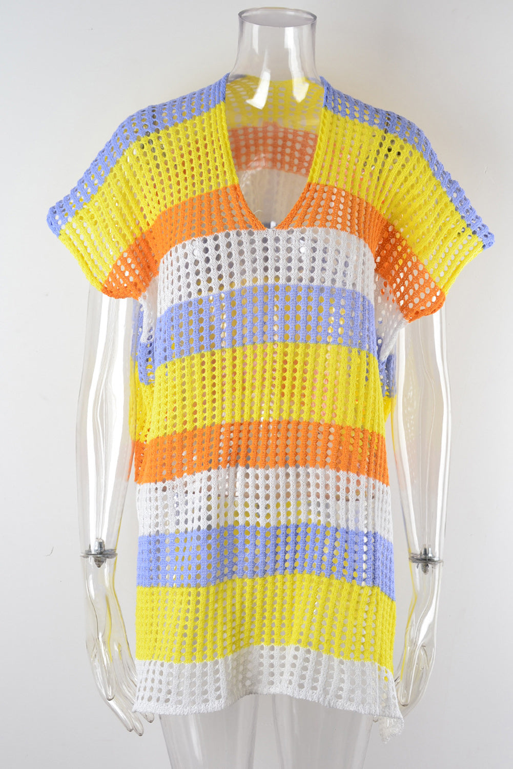 Slit Color Block V-Neck Cover-Up - felvior