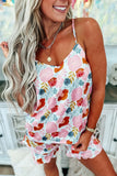 Printed V-Neck Cami and Shorts Lounge Set - felvior