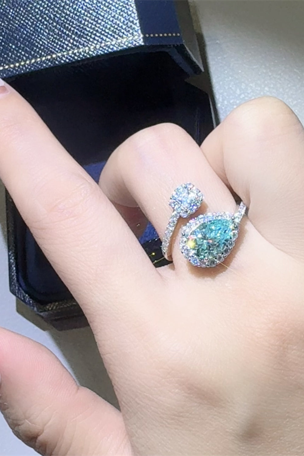 2 Carat Moissanite 925 Sterling Silver Bypass Ring - felvior