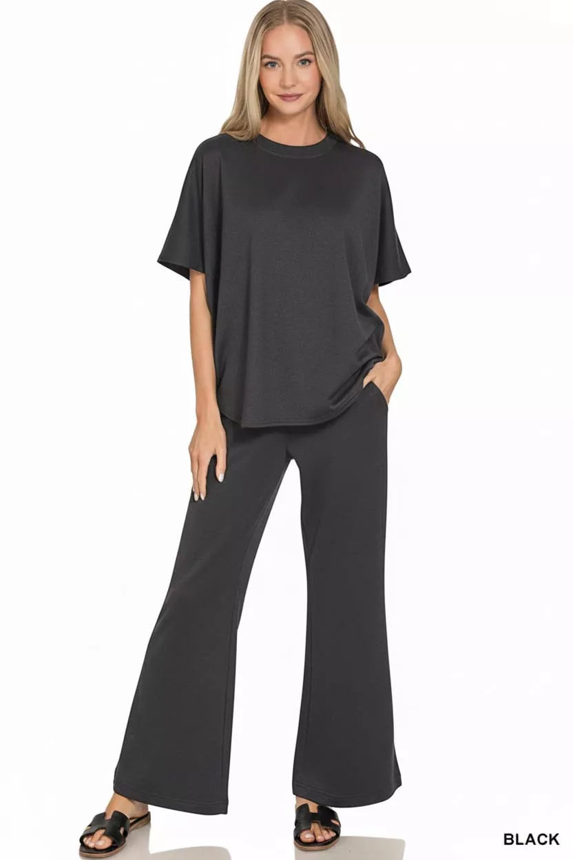 Zenana Scuba Curbed Hem Top & Pants Set Zweitbild