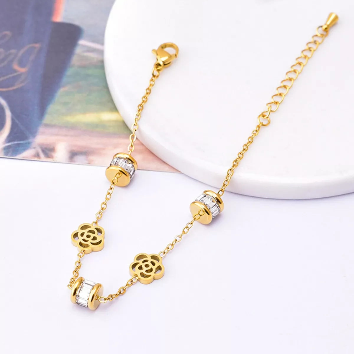 18K Gold-Plated Flower Bracelet Secondary image