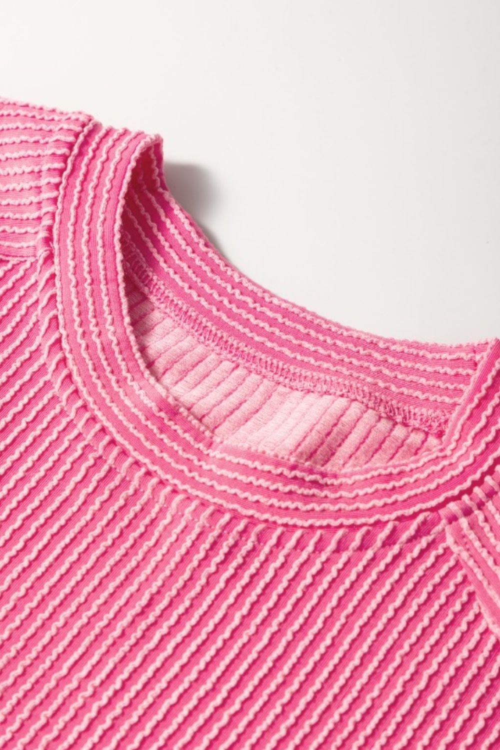 Corded Knit Short Sleeve T-Shirt and Wide Leg Pants Set