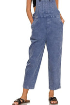 Zenana Washed Knot Strap Relaxed Fit Overalls