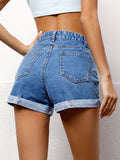 High Waist Denim Shorts - felvior