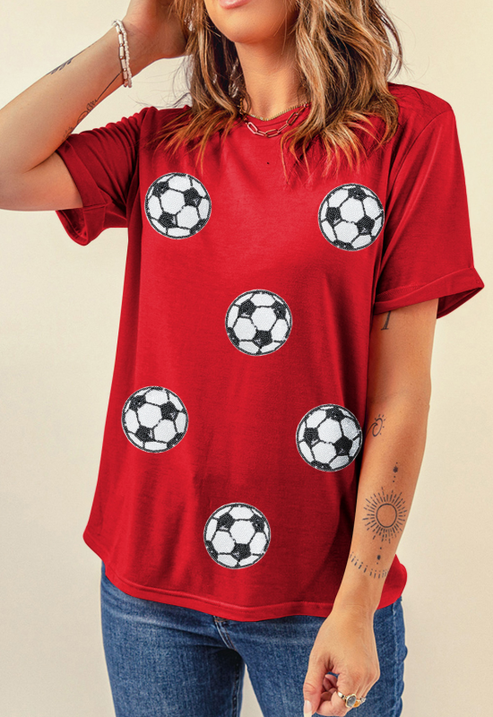 Football Round Neck Short Sleeve T Shirt