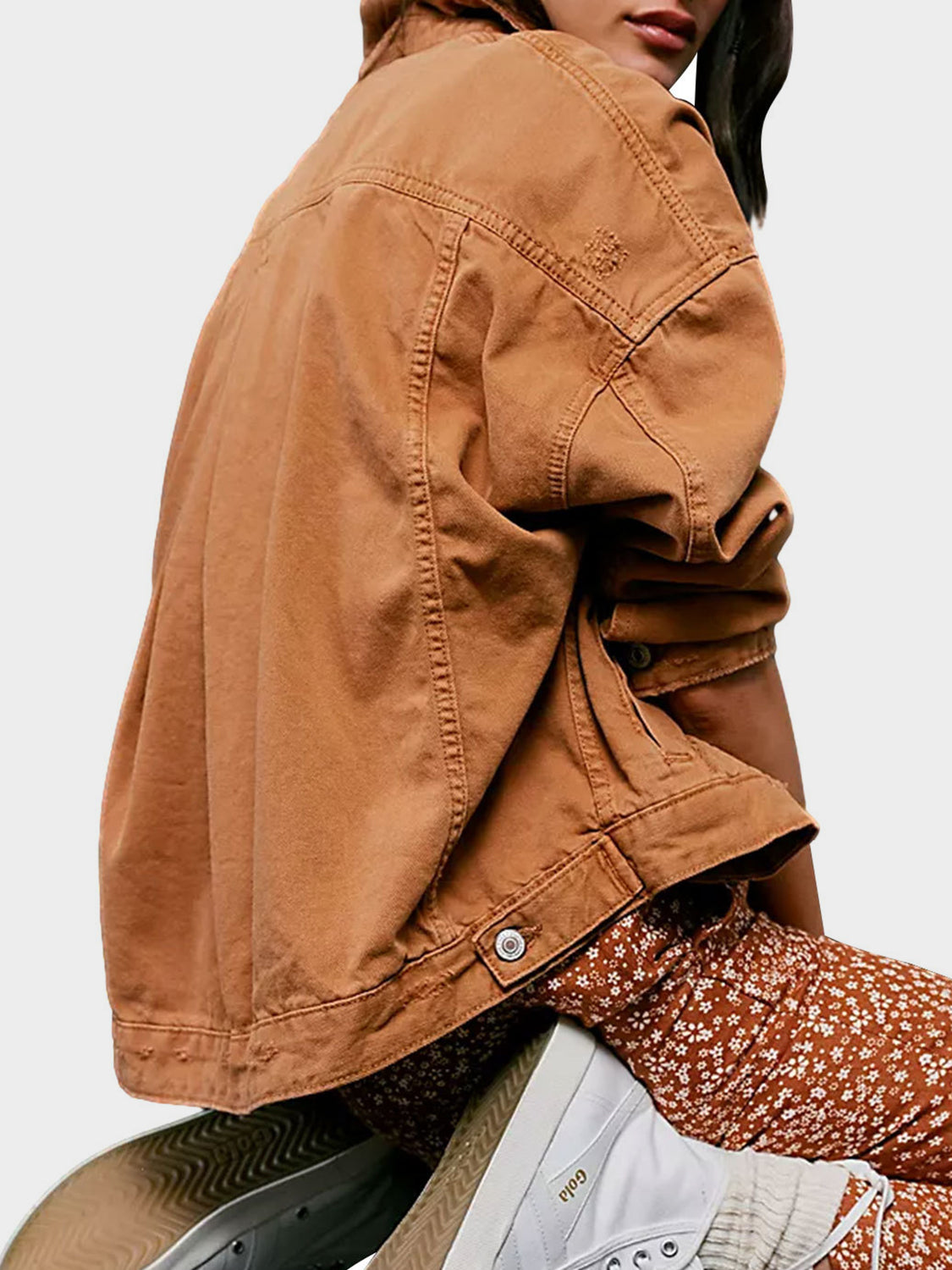Button Up Drop Shoulder Denim Jacket - felvior