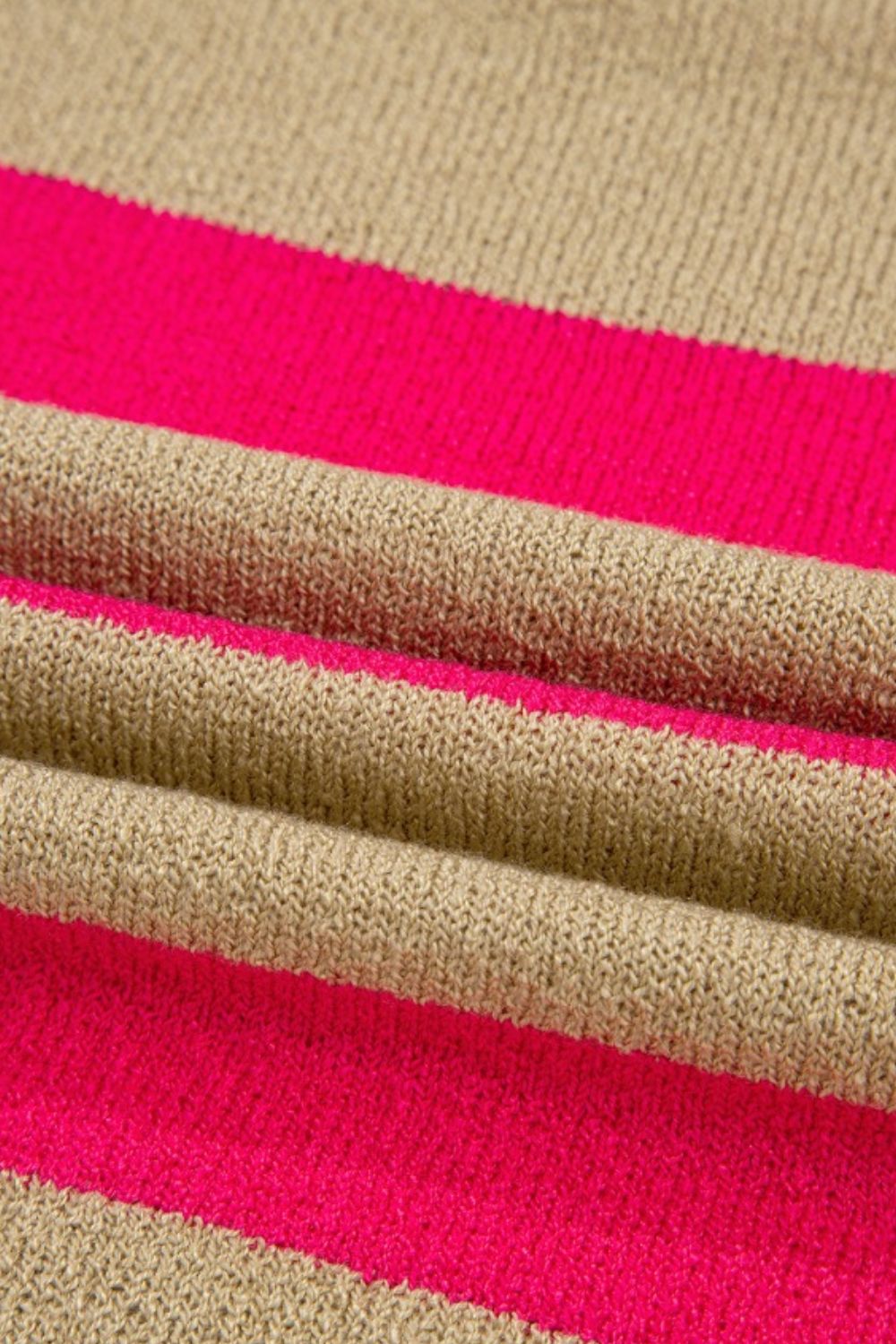 Contrast Striped Crew Neck Lightweight Knit Top - felvior