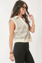 Davi & Dani French Terry Boxy Fit Striped Sweater Vest