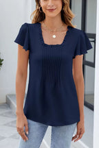 Frill Square Neck Flutter Sleeve Blouse