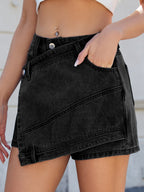 Asymmetrical Denim Skort with Pockets