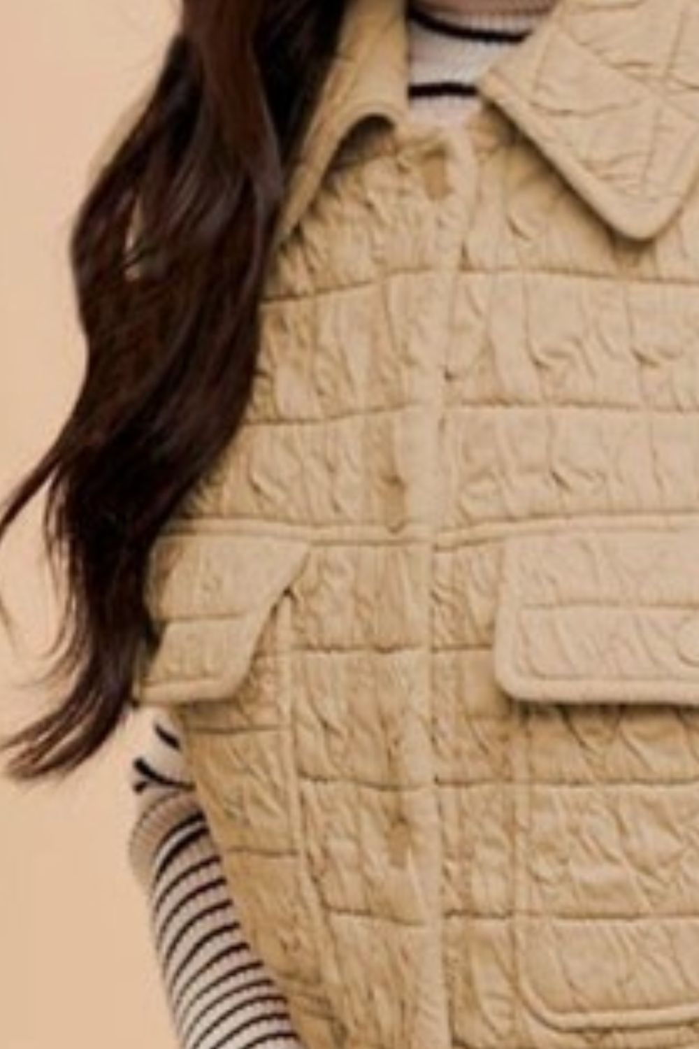 Annie Wear Texture Quilted Snap Down Vest Coat - felvior