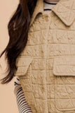 Annie Wear Texture Quilted Snap Down Vest Coat - felvior