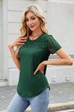 Smocked Round Neck Short Sleeve T-Shirt