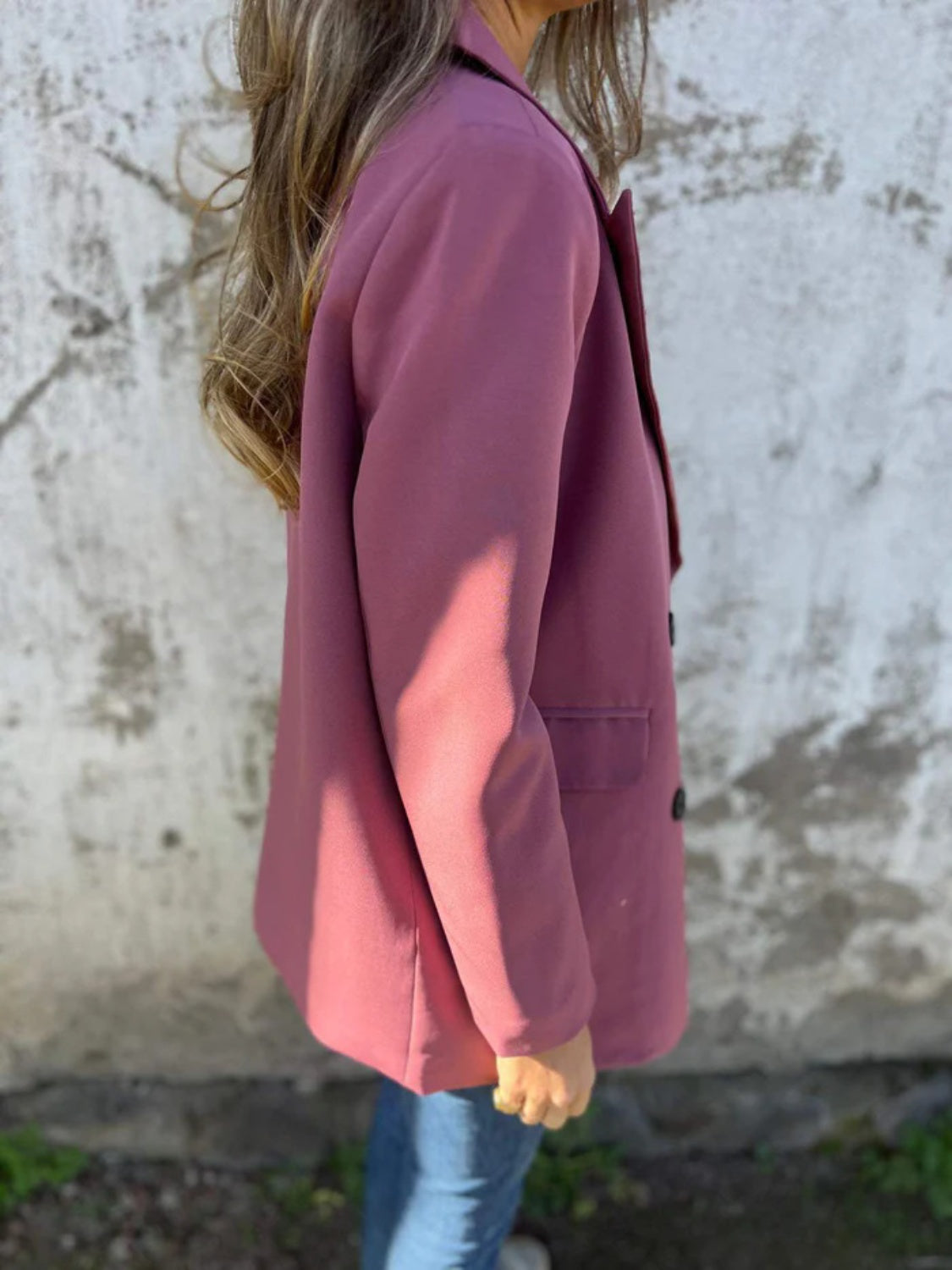 Full Size Collared Neck Long Sleeve Blazer - felvior