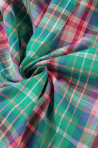 Plaid Collared Neck Three-Quarter Sleeve Shirt