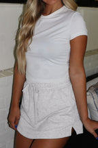 French Terry Drawstring Mini Skort with Pockets