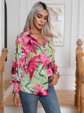 Button Down Printed Long Sleeve Shirt - felvior