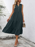 V-Neck Sleeveless Tiered Dress - felvior