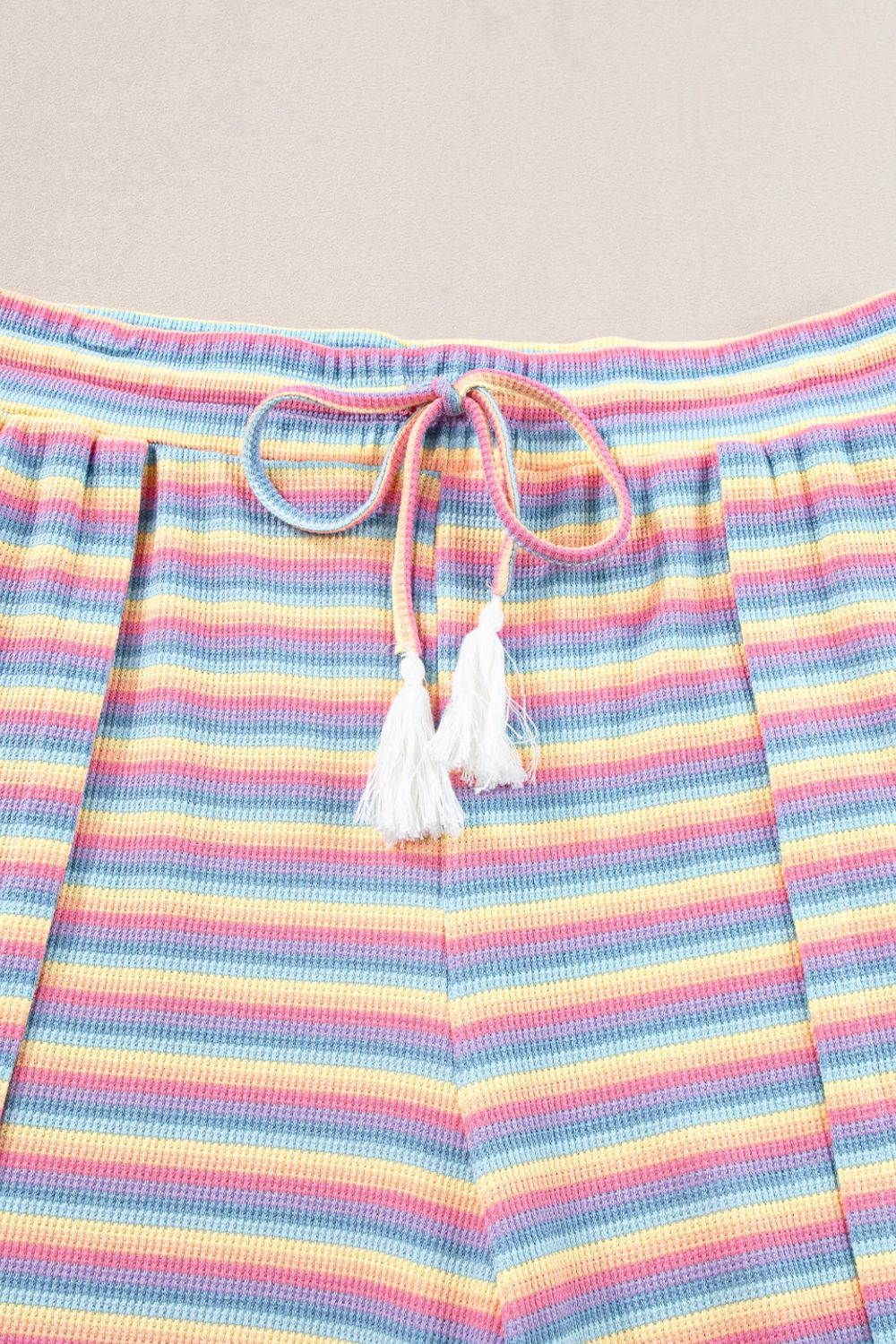 Striped Round Neck Short Sleeve Top and Pants Set - felvior