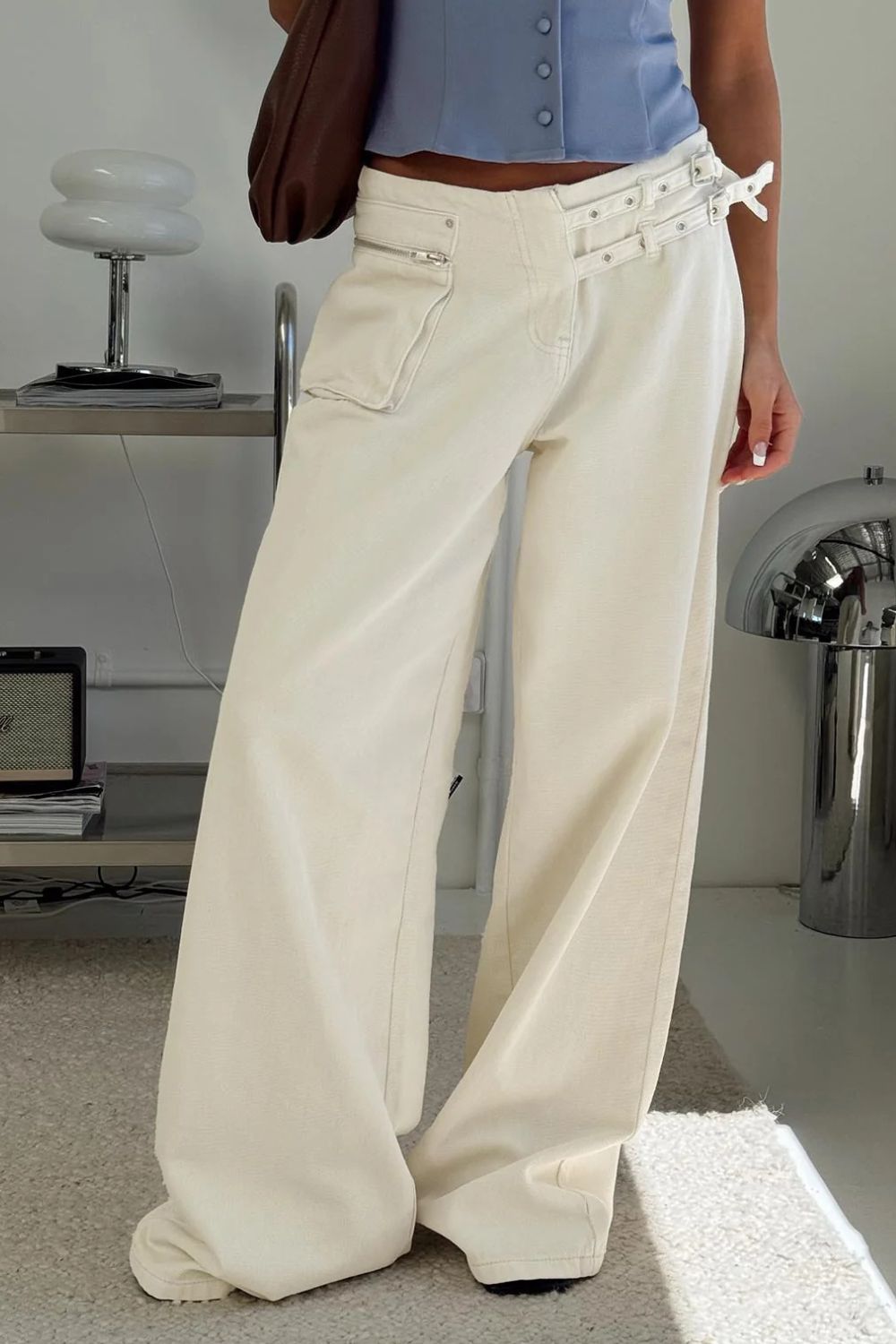 Wide Leg Jeans with Pockets - felvior