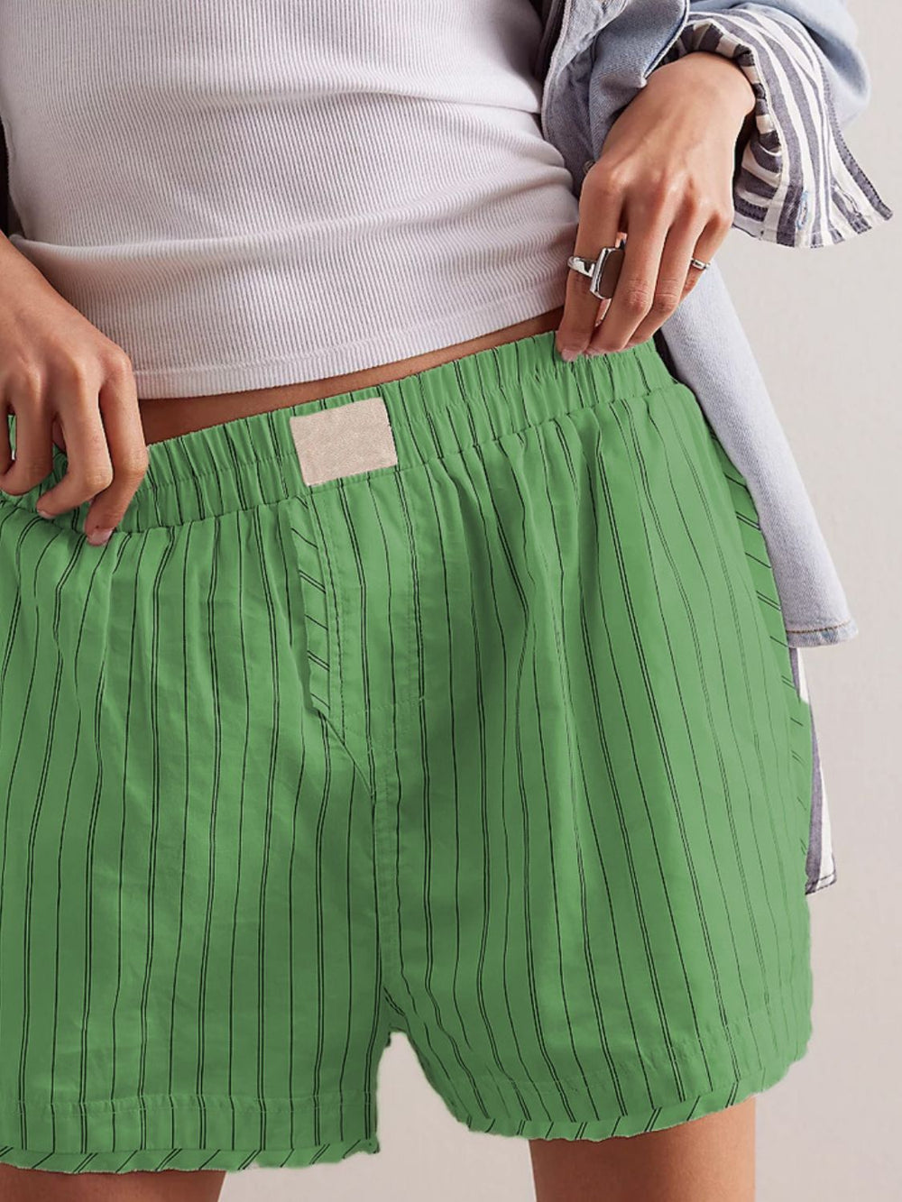 Striped Elastic Waist Shorts