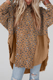 Textured Leopard Dropped Shoulder Blouse - felvior