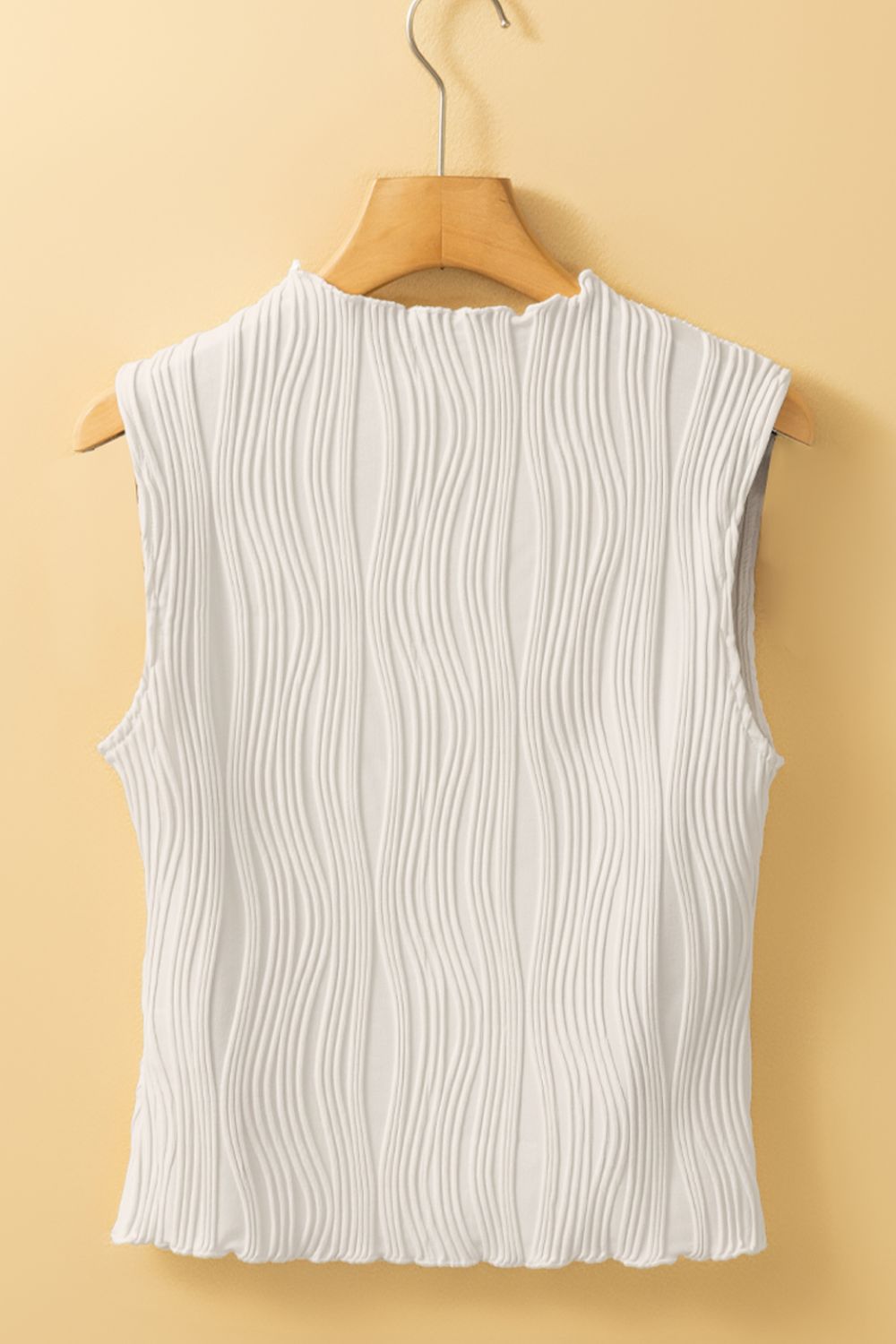 Wavy Textured Mock Neck Tank - felvior