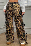 Leopard Bow Tie Elastic Waist Pants - felvior