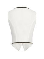 Buttoned Contrast Trim Vest Coat